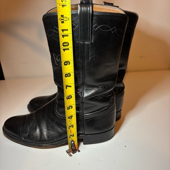 Custom Made Kangaroo Western Boots By Morado Brothers Almond Toe Black Size 12 - Picture 10 of 15